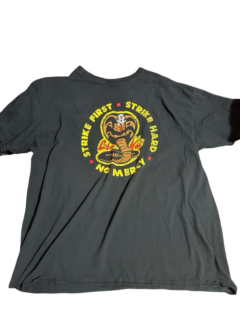Cobra Kai Strike First Strike Hard No Mercy Black T-Shirt